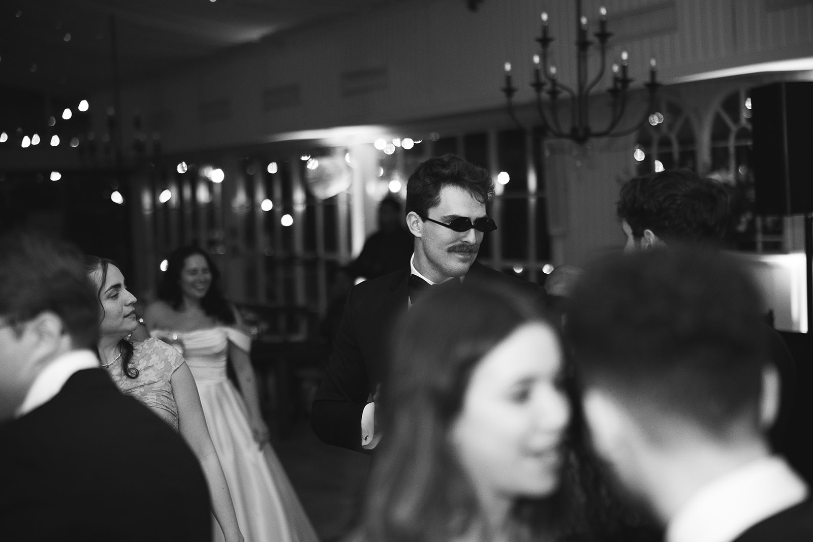 Guests dancing during wedding reception at Cinco Farm Gardens.