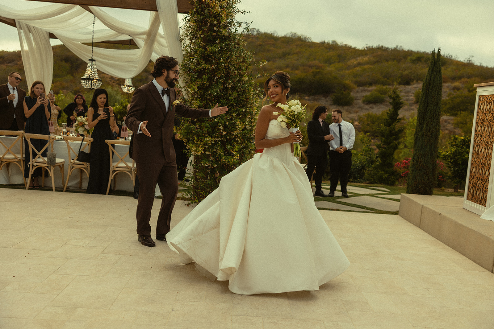Bride and groom dancing during their Jeune Perché wedding reception.
