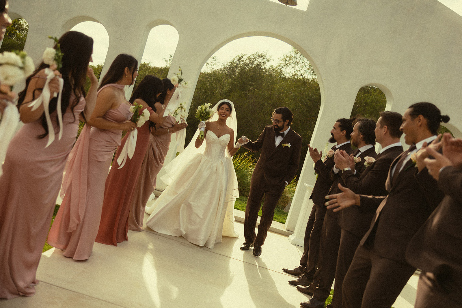 Outdoor wedding party photos.